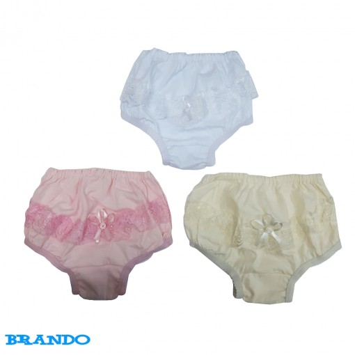 (21) KIT C/ 03 Calcinhas com bordado - Brando